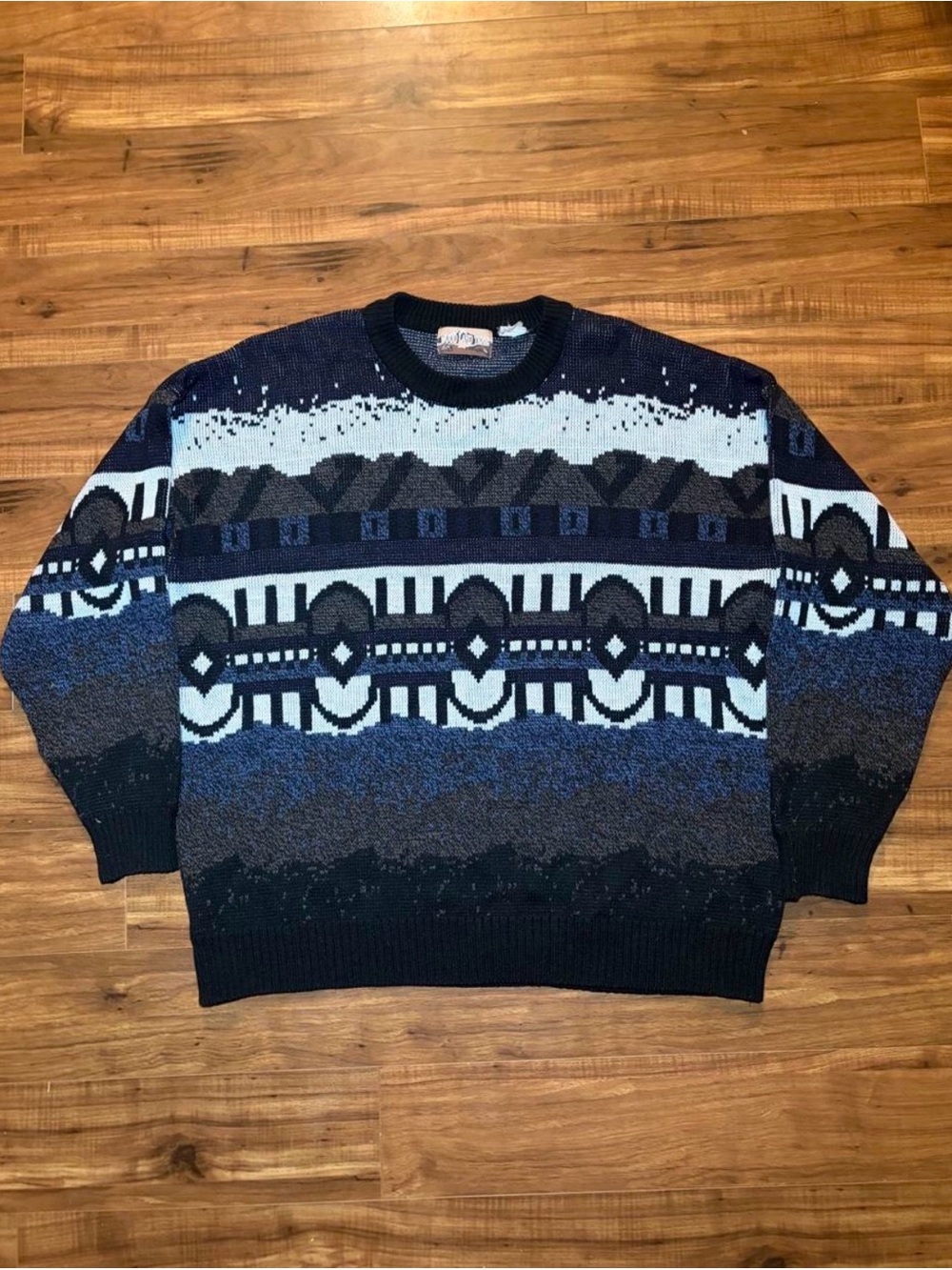 Men's Vintage Crewneck Sweater Geometric Patterned